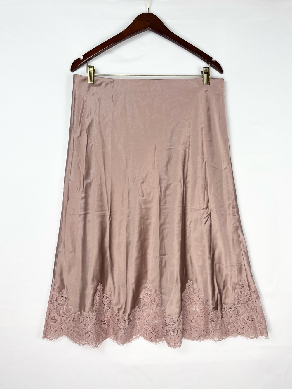 NEW Quince Washable Silk Lace Skirt Vintage Pink Midi Size XL Rose